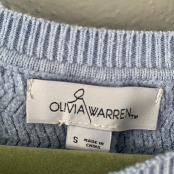 Olivia Warren Light Blue Sweater with Fringe and Tie Details - Picture 6 of 12